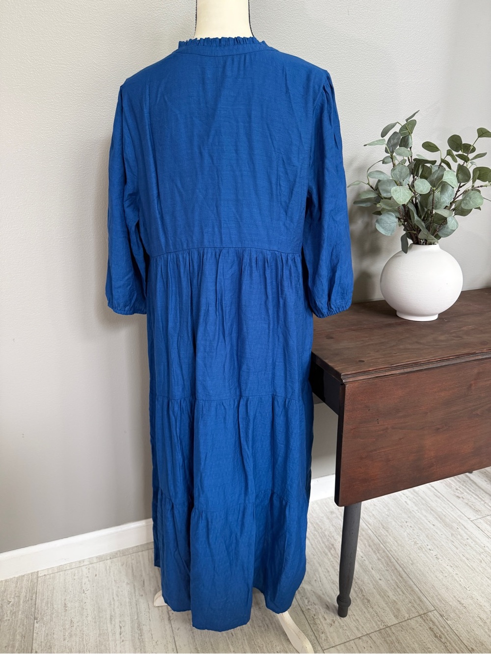 J. Jill Ruffled Oceanic Tiered Button Front Midi Dress Size XL P #2567 - Picture 4 of 9